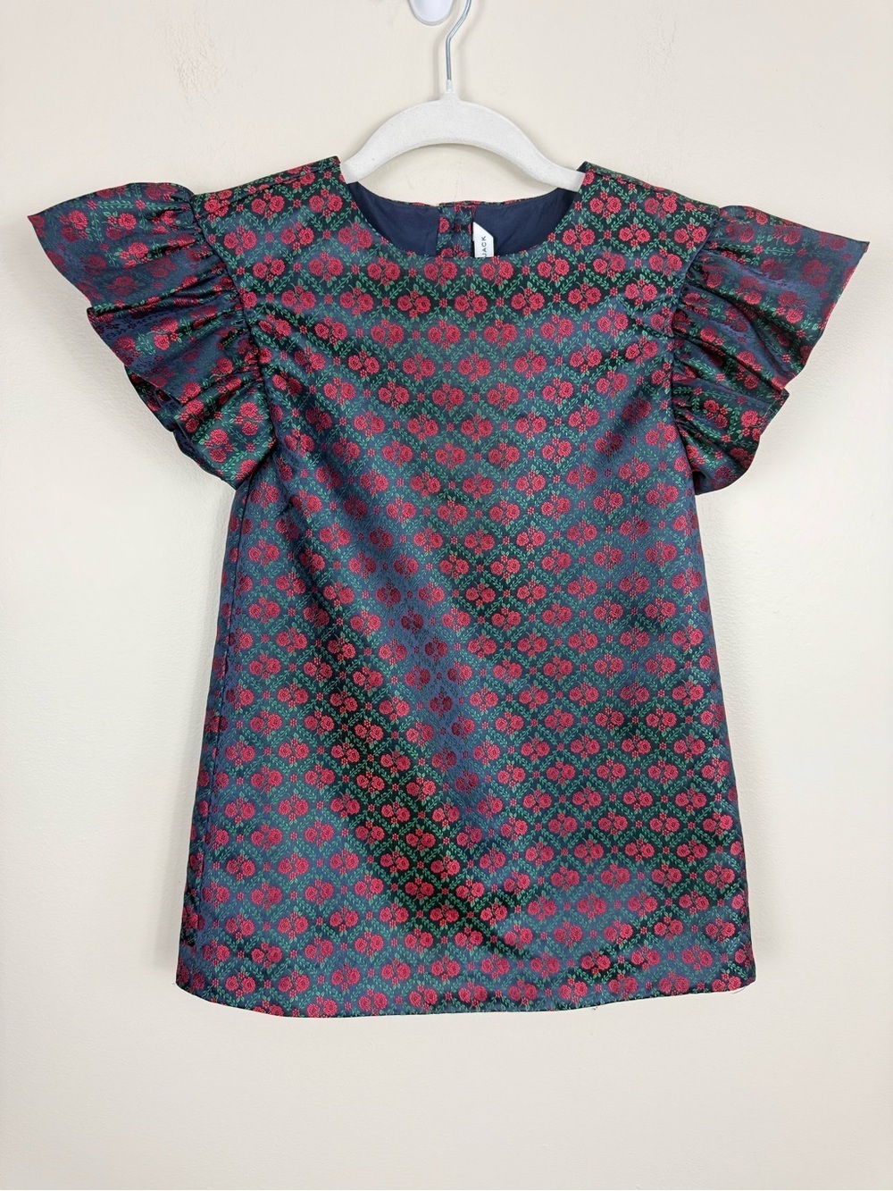 Janie and Jack Dress Girls 4 Red Green Hoiliday Ruffle Sleeve Christmas Party